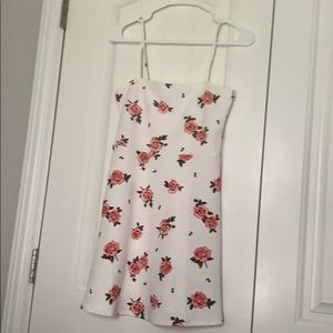 White thigh length dress